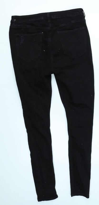 V Womens Black  Denim Skinny Jeans Size 14 L28 in