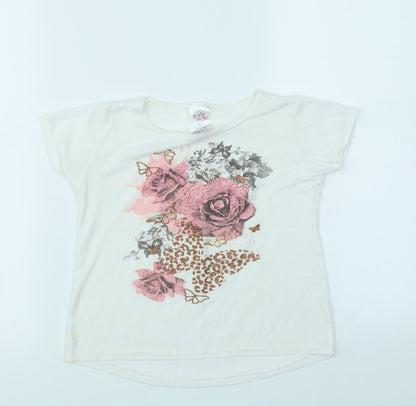 E-vie Angel Girls White   Basic T-Shirt Size 6 Years