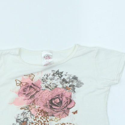 E-vie Angel Girls White   Basic T-Shirt Size 6 Years