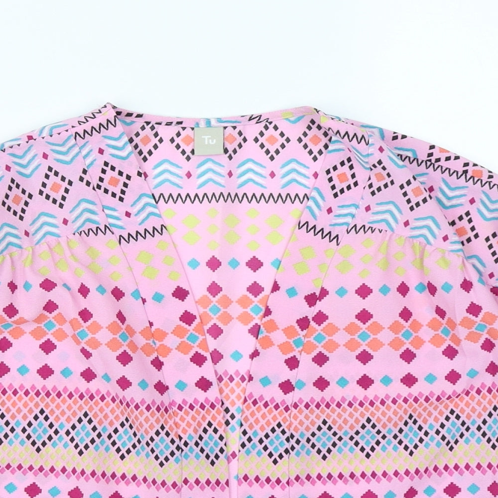 TU Girls Pink Geometric  Kimono Jacket Size 8 Years