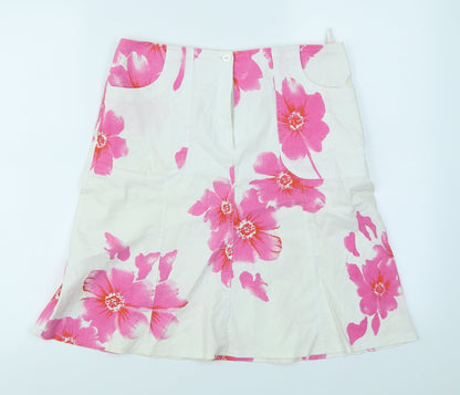 Andante Womens White Floral  Flare Skirt Size 12