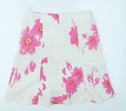 Andante Womens White Floral  Flare Skirt Size 12