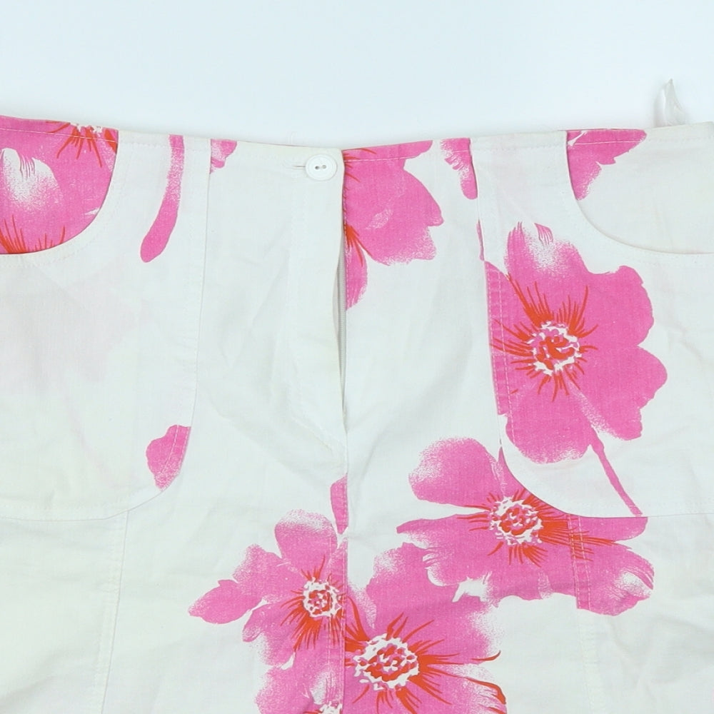 Andante Womens White Floral  Flare Skirt Size 12
