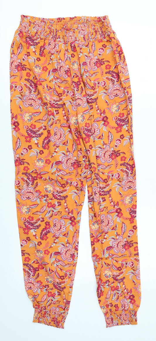 TU Womens Orange Floral  Bloomer Trousers Size 8 L29 in