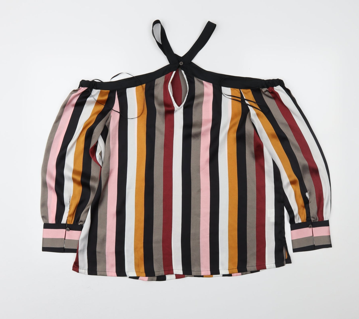 LOFT Womens Multicoloured Striped Satin Basic Blouse Size M