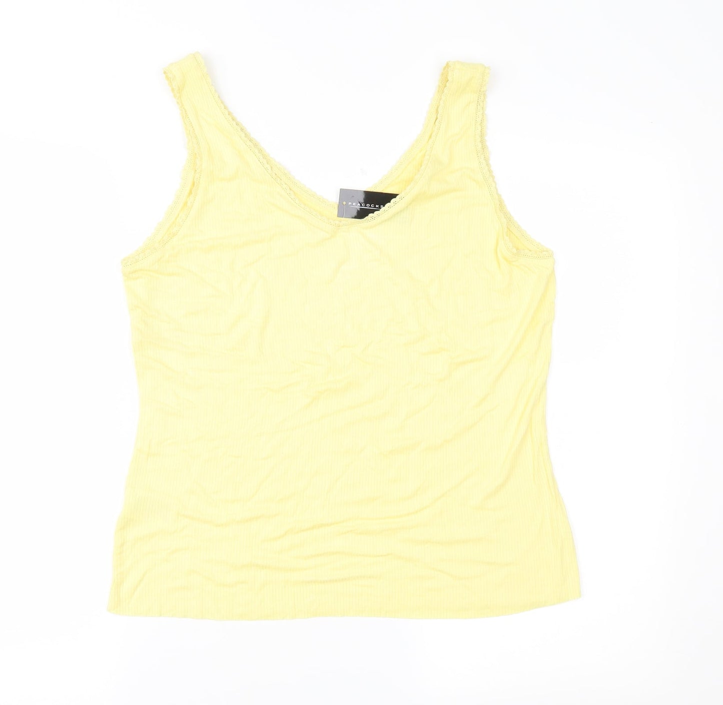 Womens UK Size 14 Peacocks Yellow Basic Tank