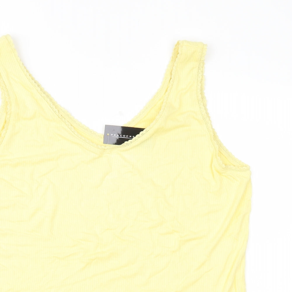 Womens UK Size 14 Peacocks Yellow Basic Tank