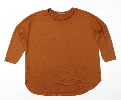 Papaya Womens Brown  Knit Pullover Jumper Size 18