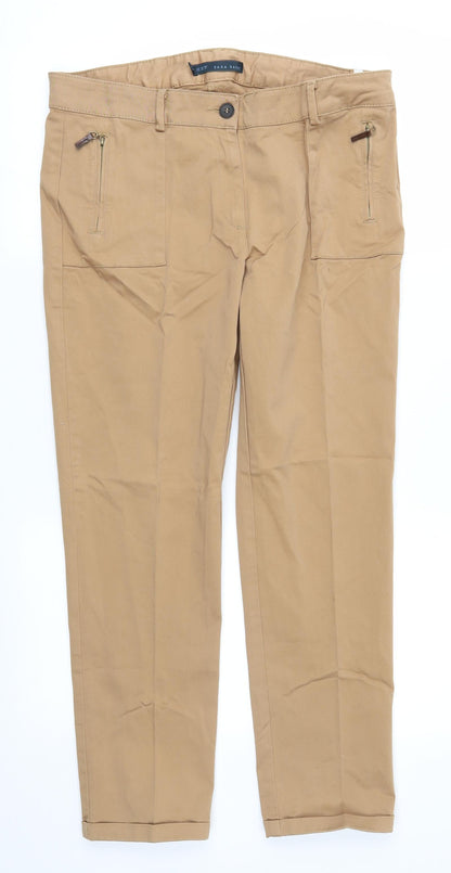 Womens UK Size 2XL Preworn Regular Fit Chino Brown Trousers