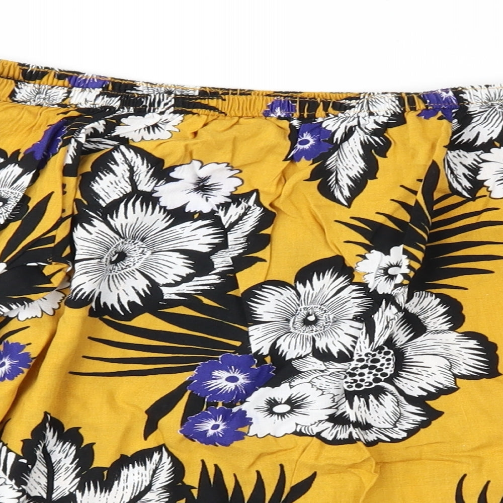 Papaya Womens Yellow Floral  Basic Blouse Size 12