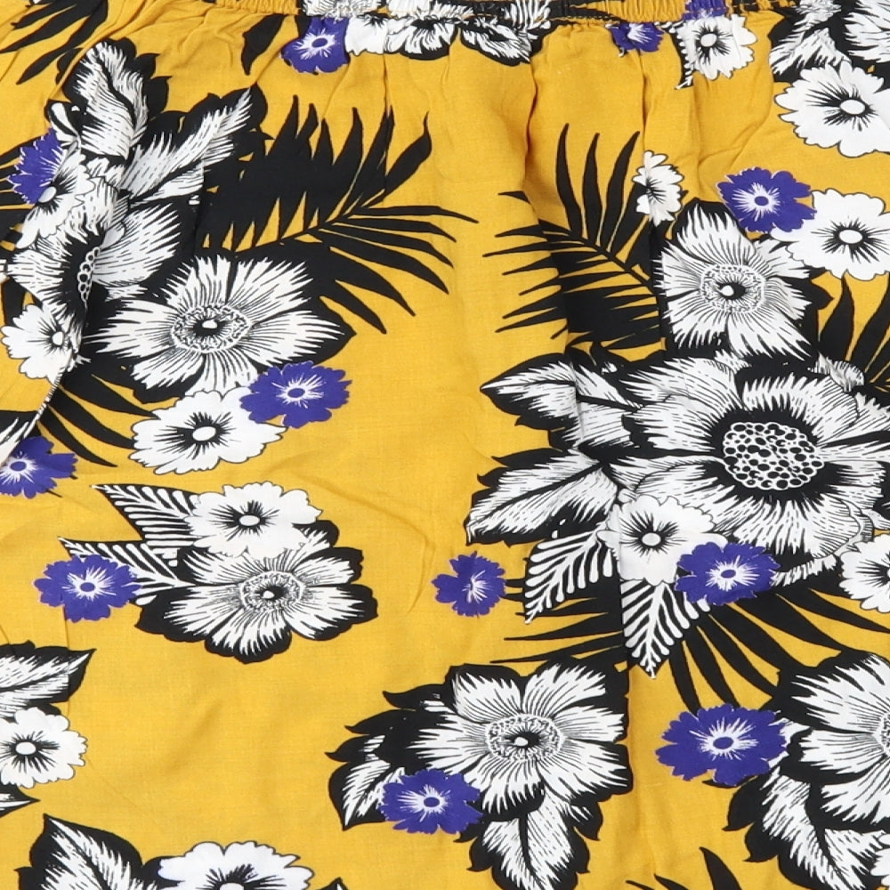 Papaya Womens Yellow Floral  Basic Blouse Size 12