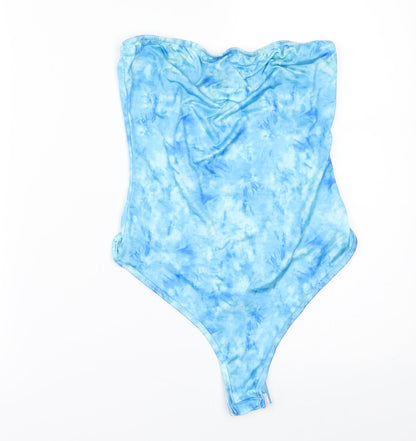 PRETTYLITTLETHING Womens Blue   Bodysuit One-Piece Size 6  - STRAPLESS