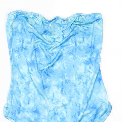 PRETTYLITTLETHING Womens Blue   Bodysuit One-Piece Size 6  - STRAPLESS