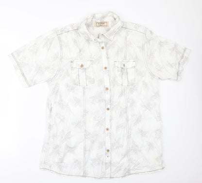 George Mens Beige Floral   Button-Up Size L