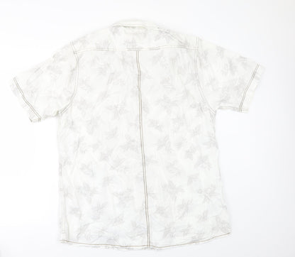 George Mens Beige Floral   Button-Up Size L