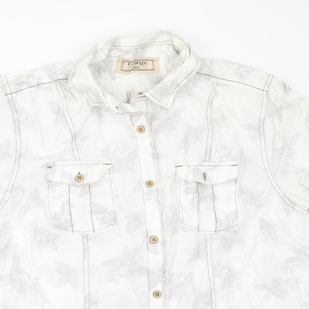 George Mens Beige Floral   Button-Up Size L