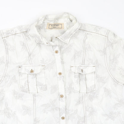 George Mens Beige Floral   Button-Up Size L