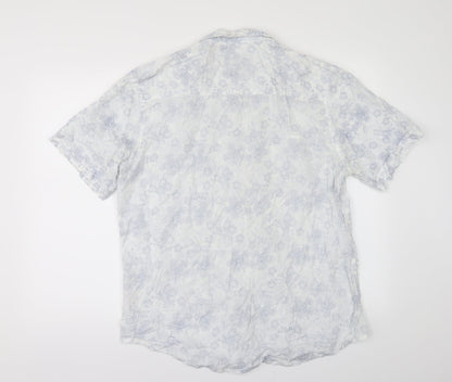 Sand stone Mens White Floral   Button-Up Size L