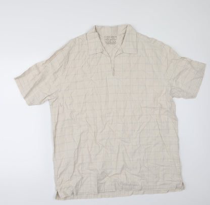 Mens UK Size XL Cherokee Beige  Button-Up Short Sleeve Casual Shirt