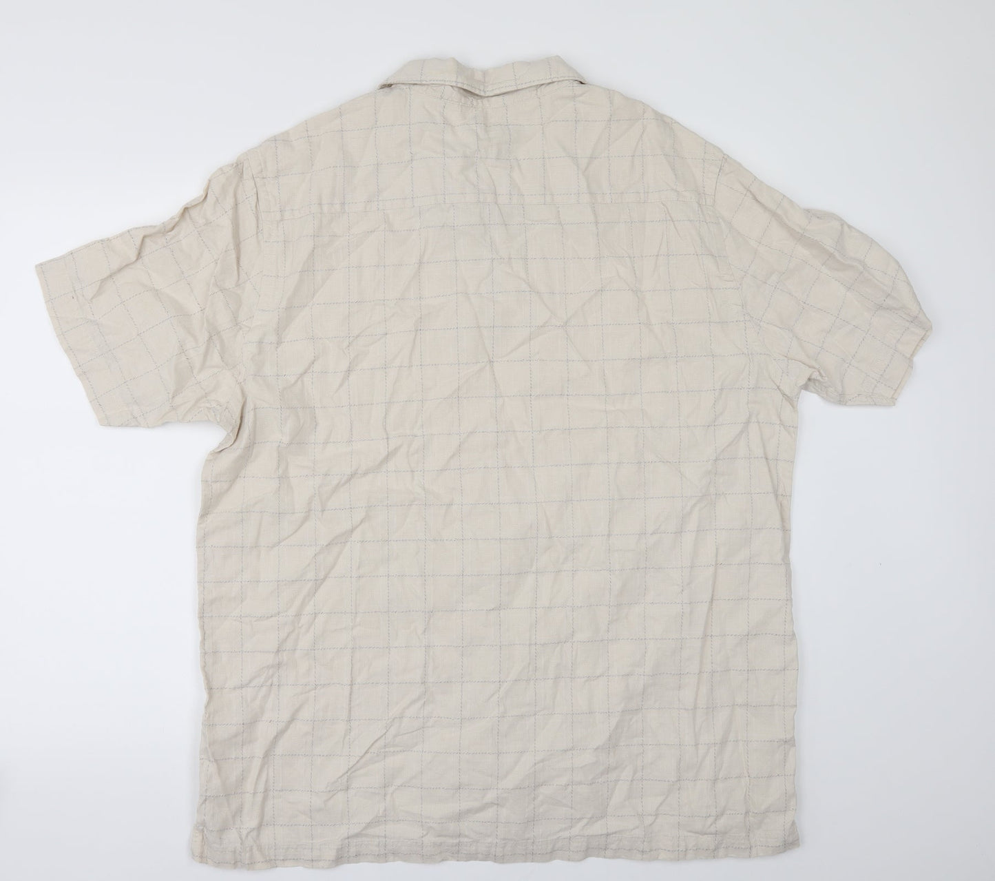 Mens UK Size XL Cherokee Beige  Button-Up Short Sleeve Casual Shirt