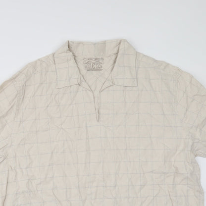 Mens UK Size XL Cherokee Beige  Button-Up Short Sleeve Casual Shirt