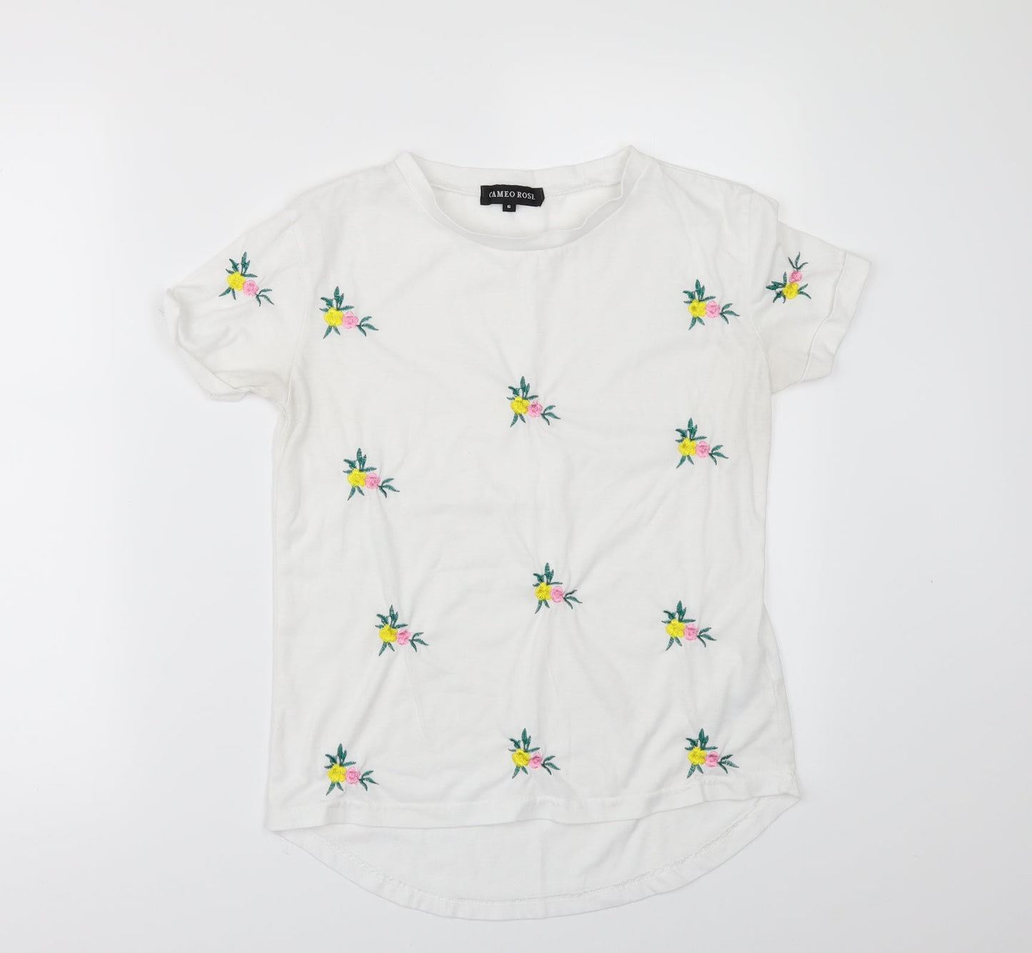 Womens UK Size 6 CAMEO ROSE White Basic T-Shirt