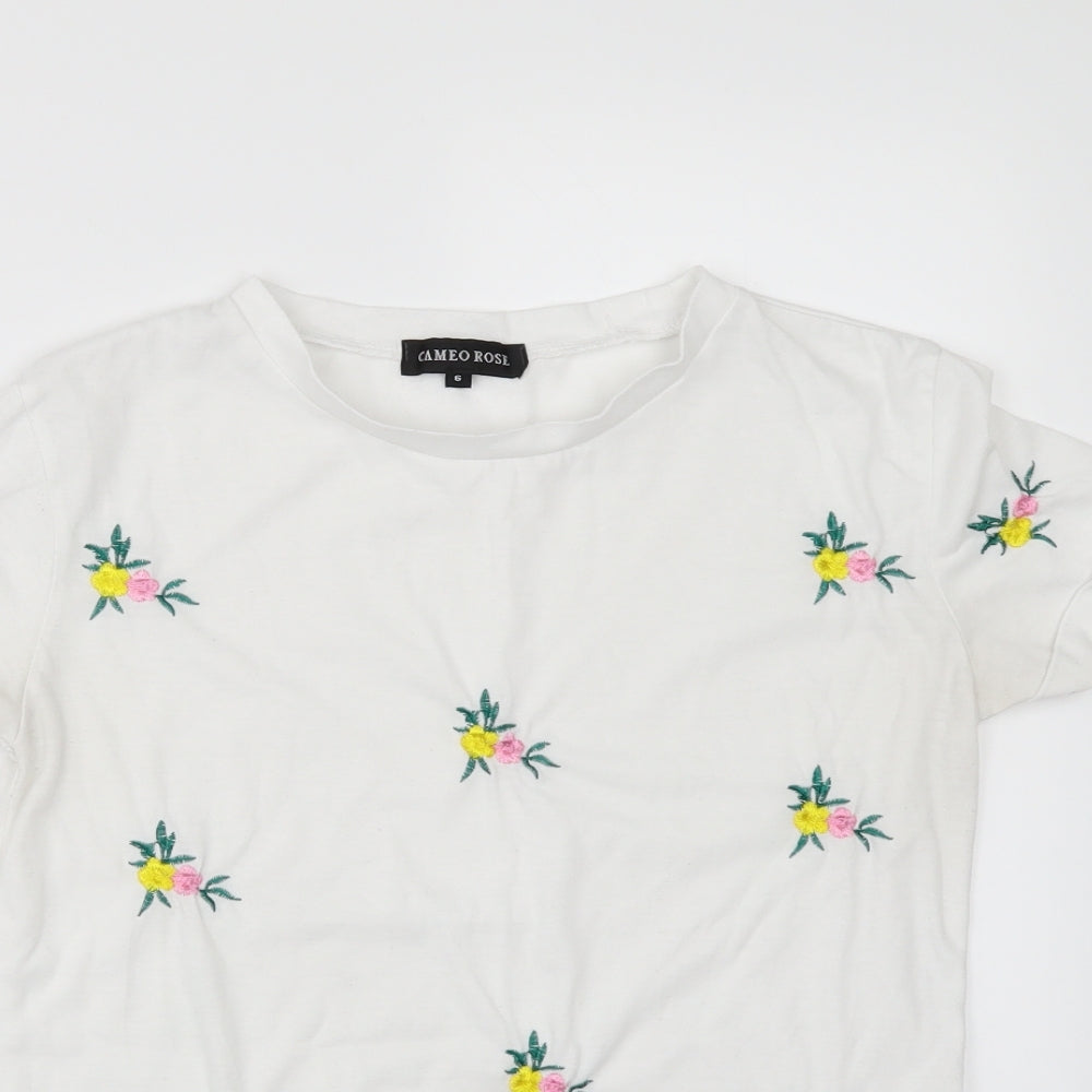 Womens UK Size 6 CAMEO ROSE White Basic T-Shirt
