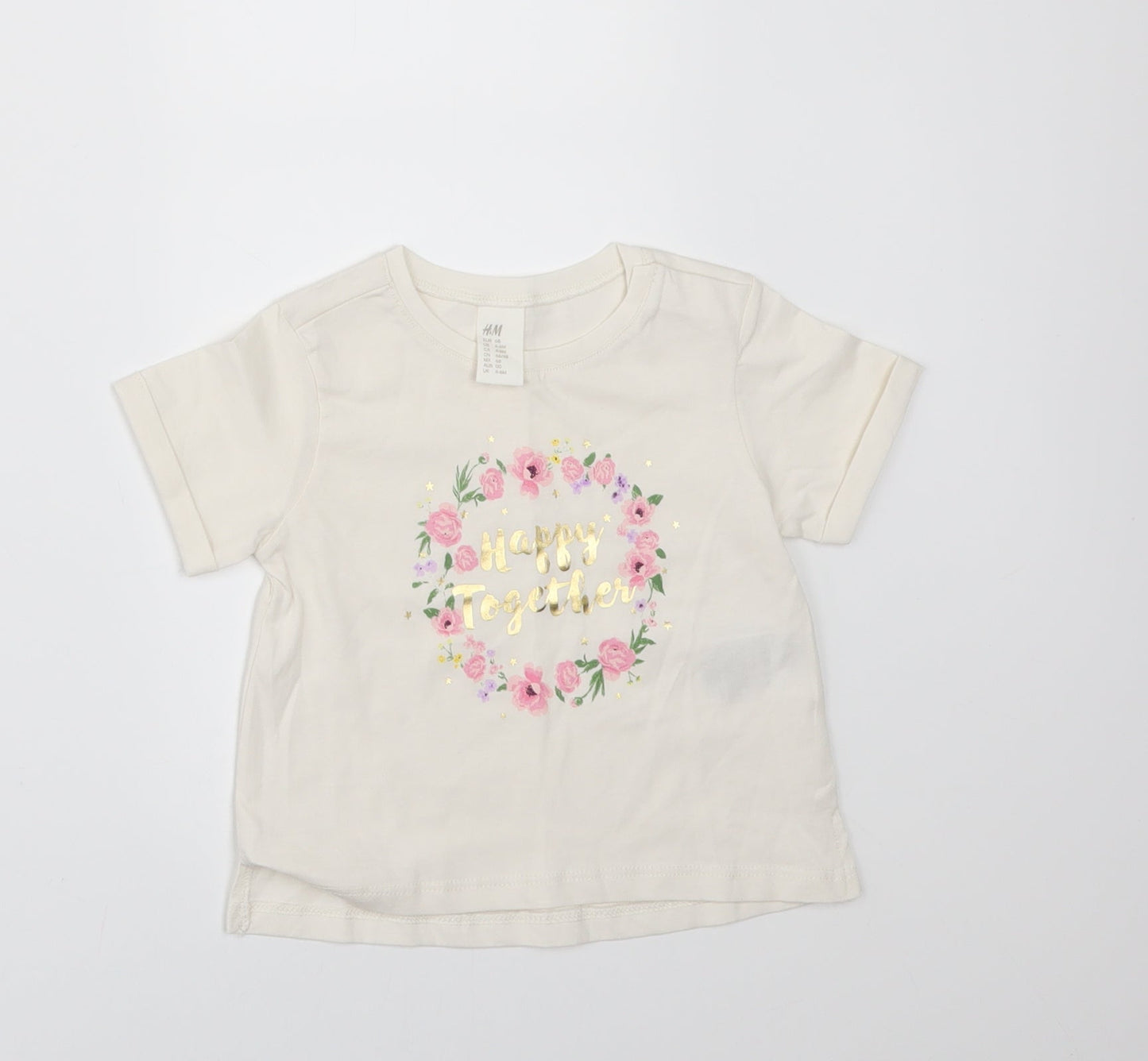 H&M Girls Ivory   Basic T-Shirt Size 3-6 Months  - HAPPY TOGETHER