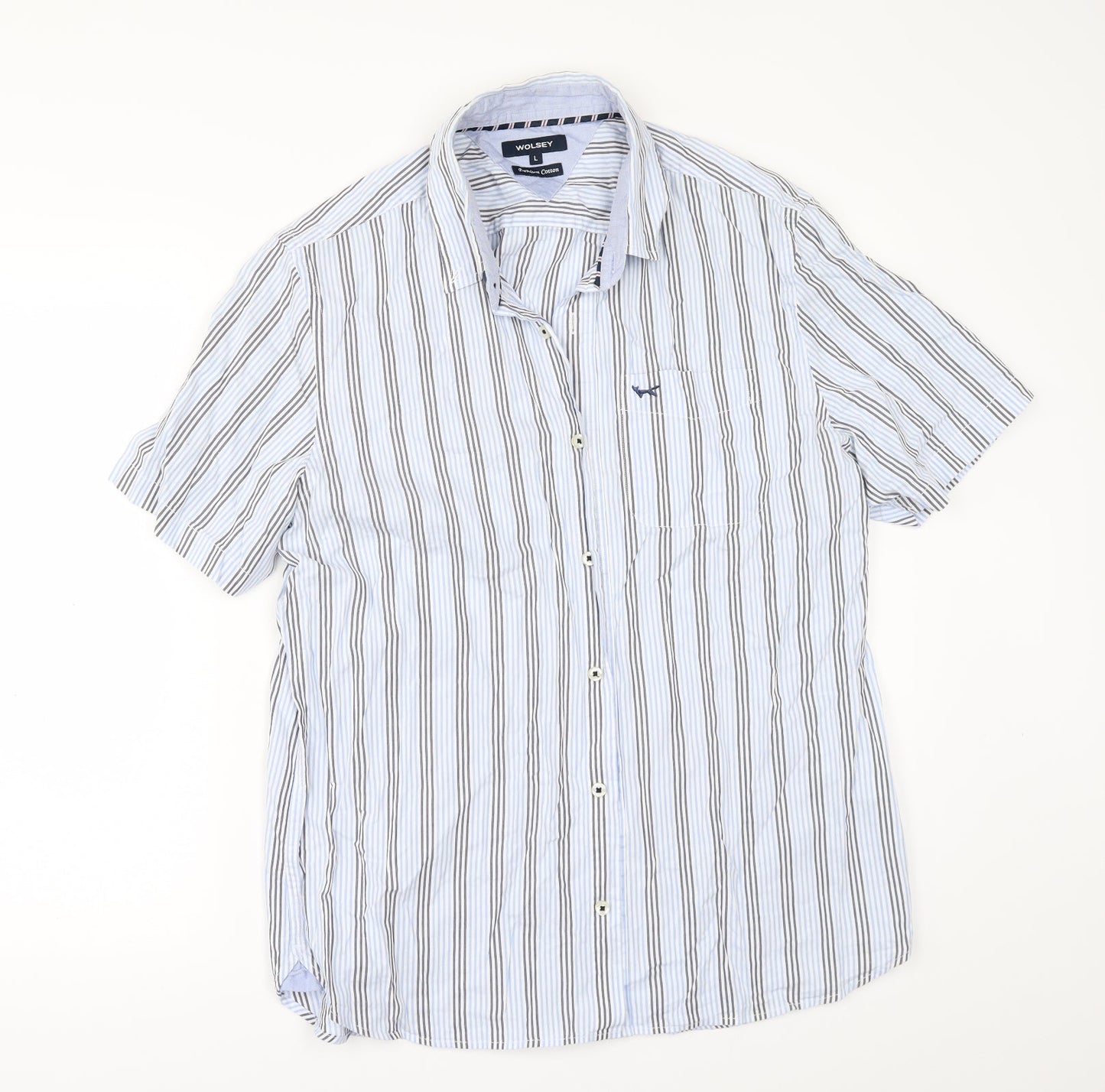 Wolsey Mens Black Striped   Button-Up Size L