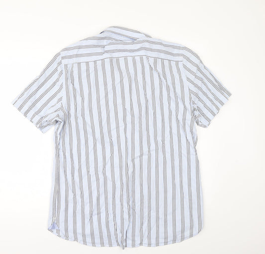 Wolsey Mens Black Striped   Button-Up Size L