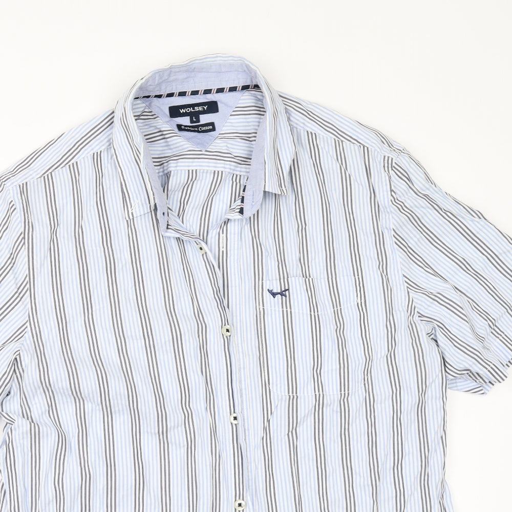 Wolsey Mens Black Striped   Button-Up Size L