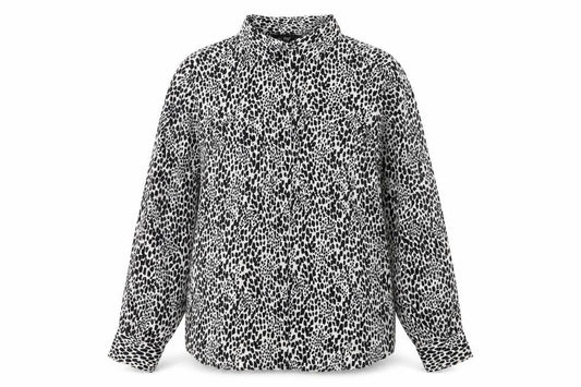F&F Womens White Animal Print  Tunic Button-Up Size 8