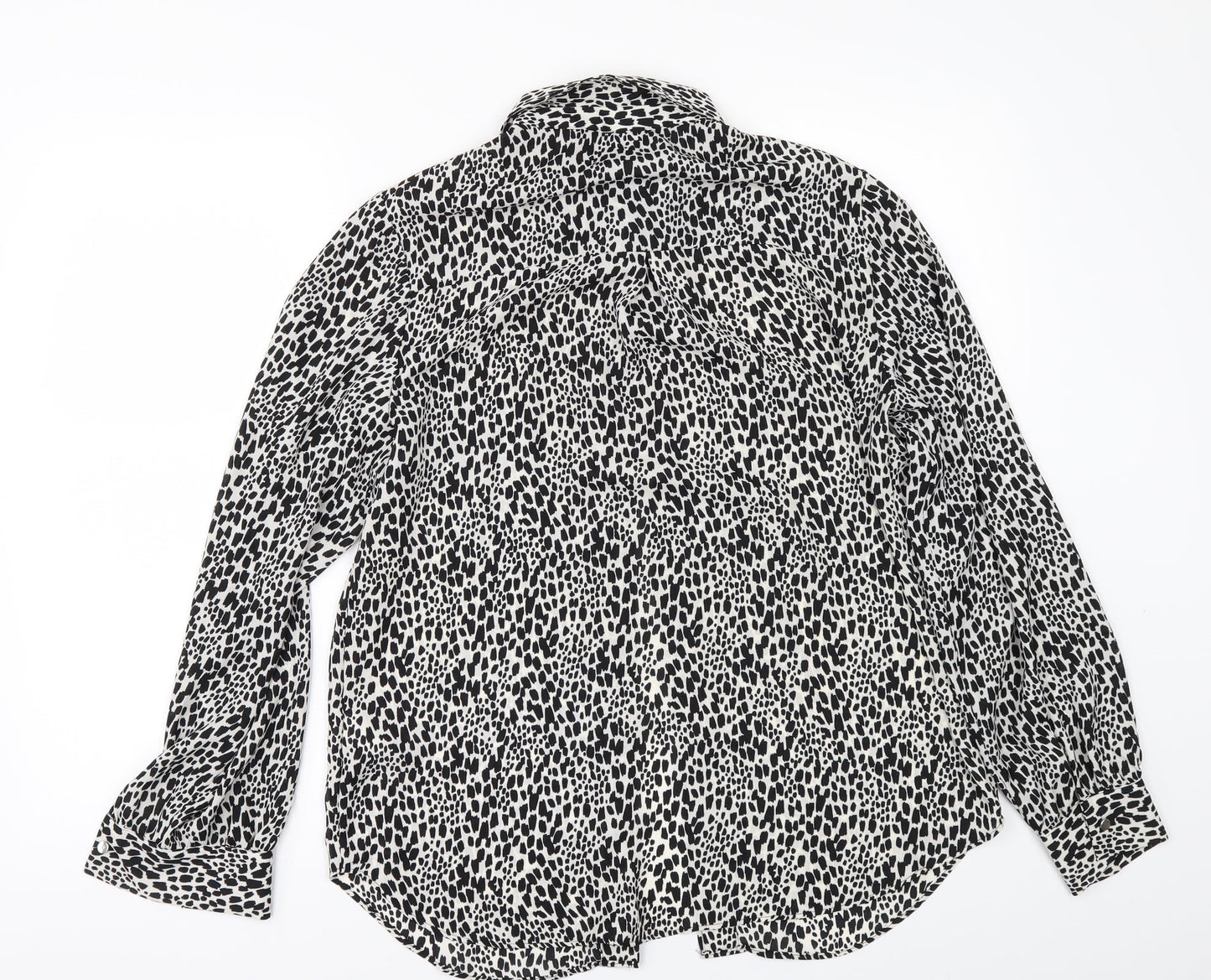 F&F Womens White Animal Print  Tunic Button-Up Size 8