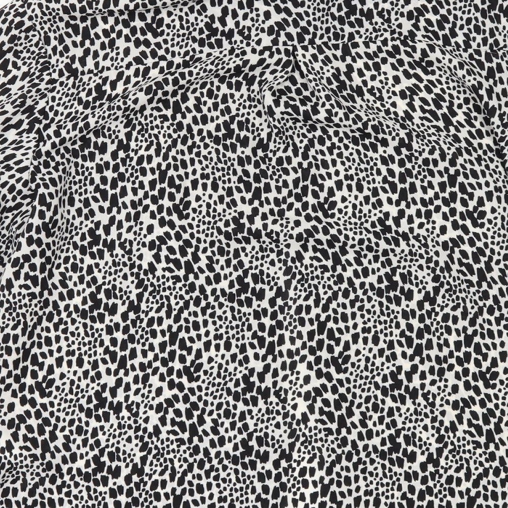 F&F Womens White Animal Print  Tunic Button-Up Size 8