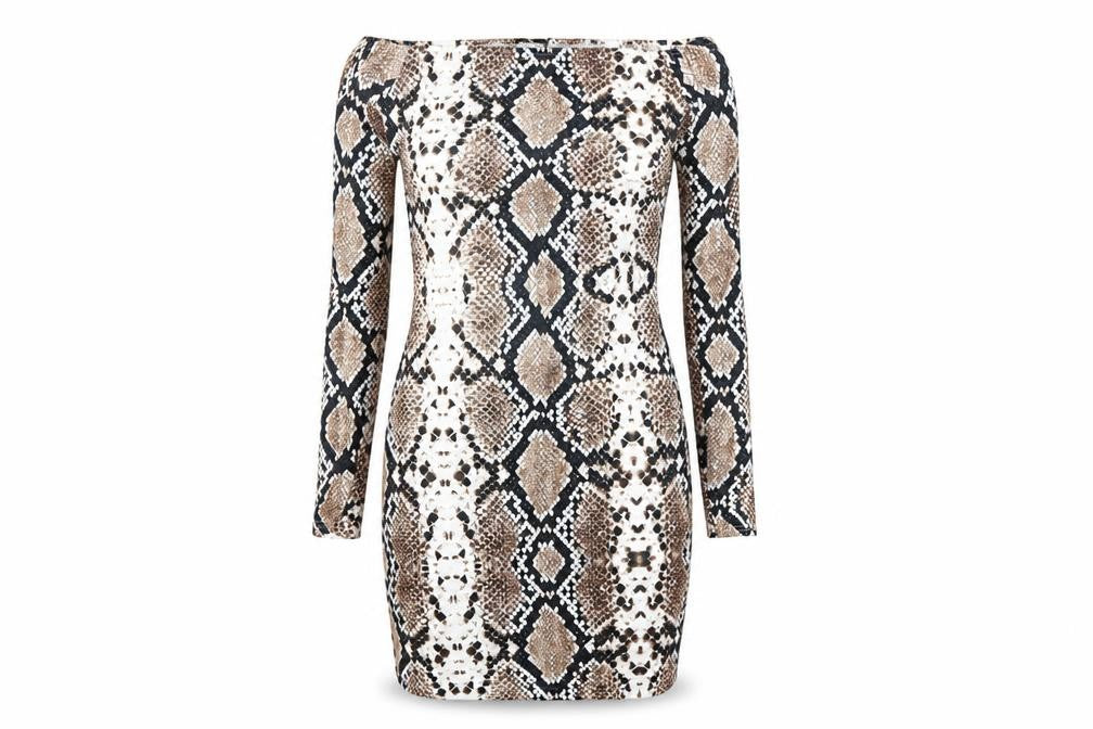 PRETTYLITTLETHING Womens Brown Animal Print  Bodycon  Size 10