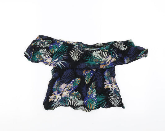 Miss Selfridge Womens Black Floral  Basic Blouse Size 10