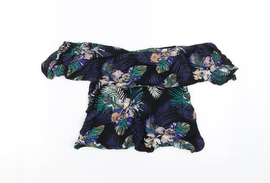 Miss Selfridge Womens Black Floral  Basic Blouse Size 10