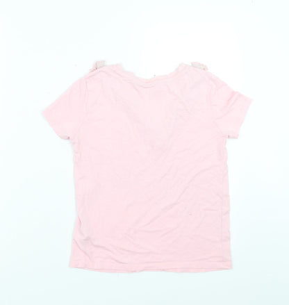 F&F Girls Pink   Basic T-Shirt Size 10-11 Years  - Ruffle detail