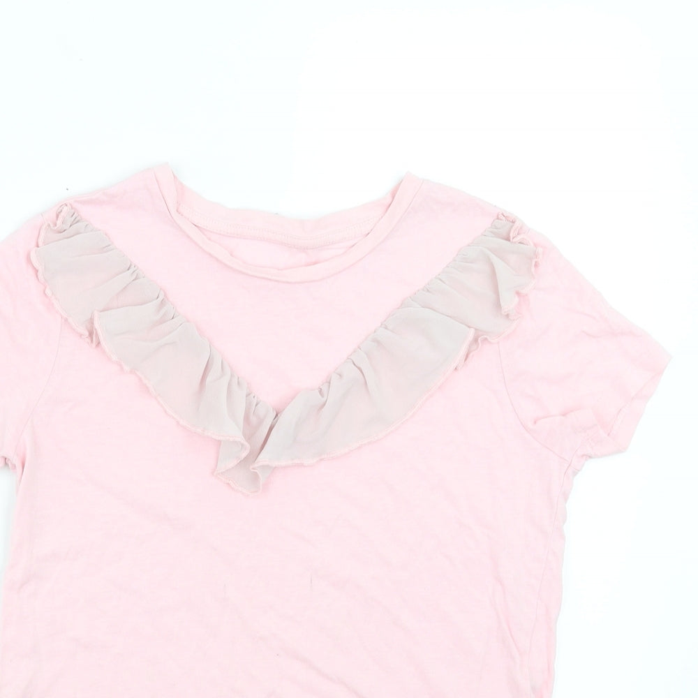 F&F Girls Pink   Basic T-Shirt Size 10-11 Years  - Ruffle detail