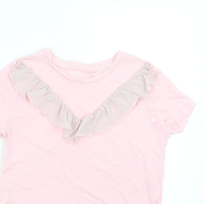 F&F Girls Pink   Basic T-Shirt Size 10-11 Years  - Ruffle detail