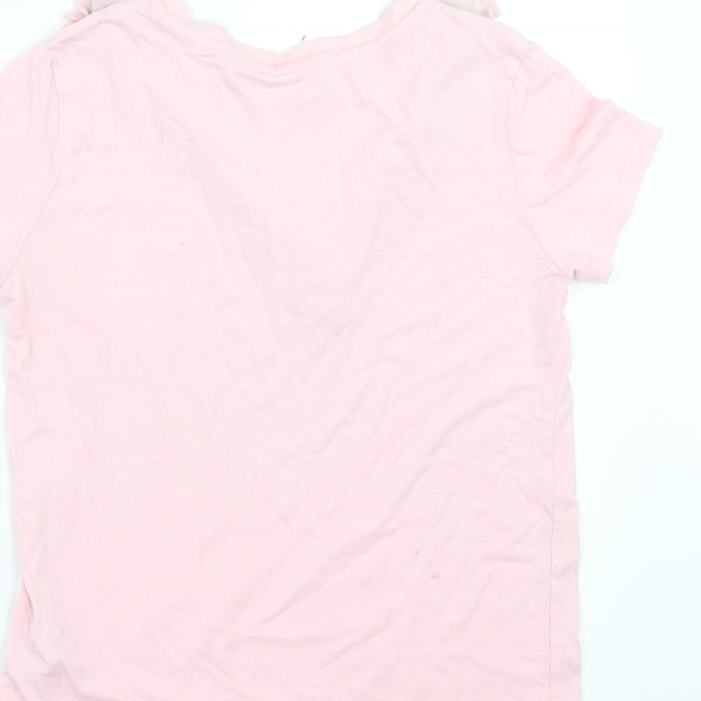F&F Girls Pink   Basic T-Shirt Size 10-11 Years  - Ruffle detail