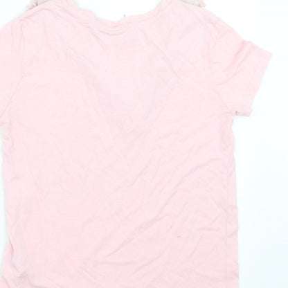 F&F Girls Pink   Basic T-Shirt Size 10-11 Years  - Ruffle detail