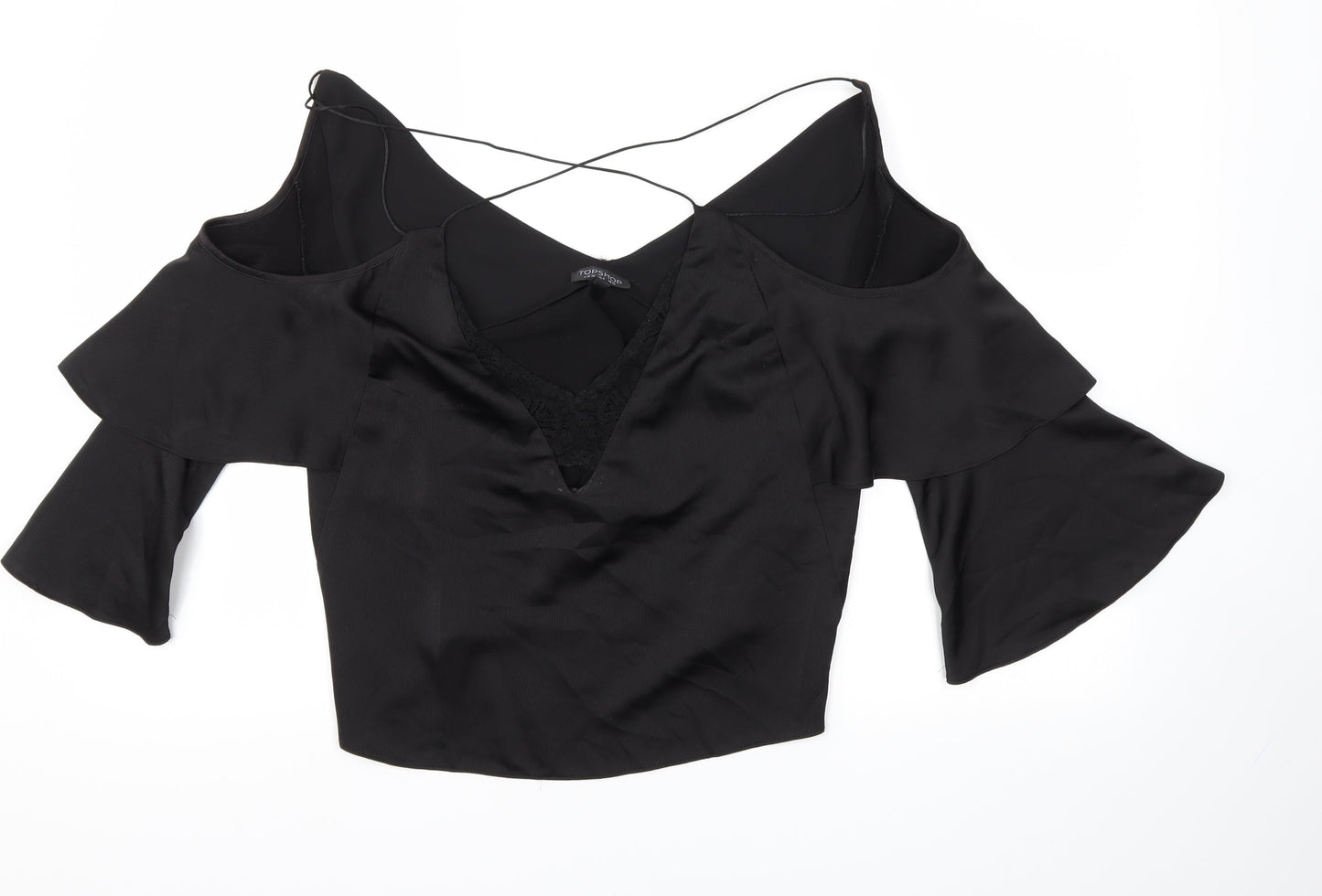 Womens UK Size 10 Topshop Black Basic T-Shirt