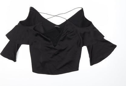 Womens UK Size 10 Topshop Black Basic T-Shirt