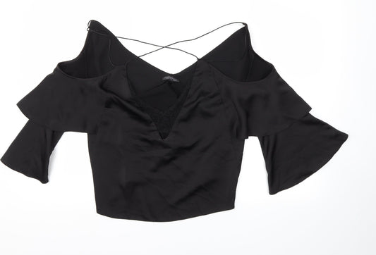 Womens UK Size 10 Topshop Black Basic T-Shirt