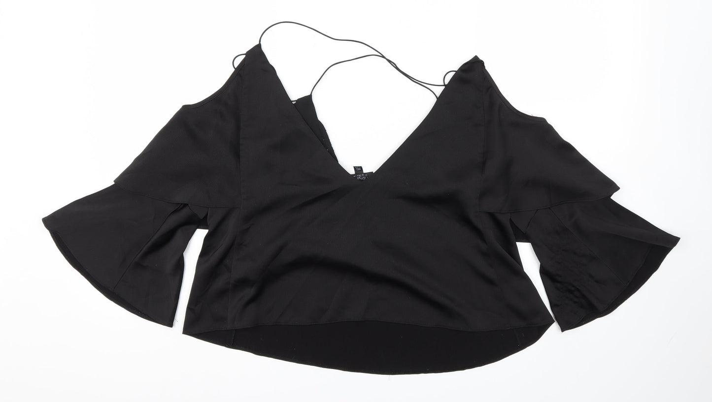 Womens UK Size 10 Topshop Black Basic T-Shirt