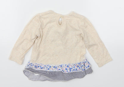 F&F  Ivory Animal Print  Basic T-Shirt Size 0-3 Months