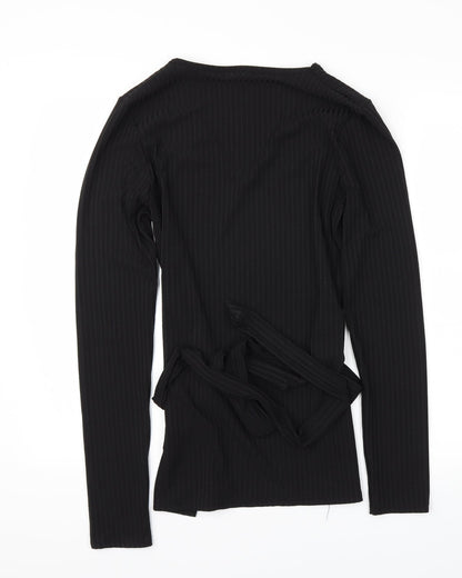 Boohoo Womens Black Houndstooth  Basic T-Shirt Size 14