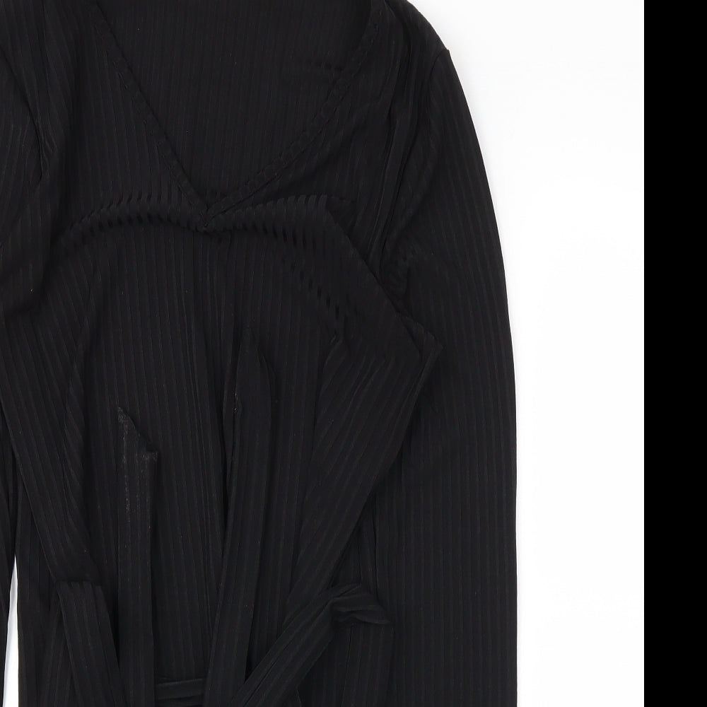 Boohoo Womens Black Houndstooth  Basic T-Shirt Size 14