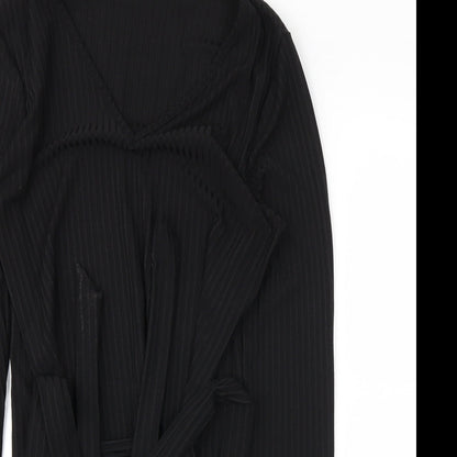 Boohoo Womens Black Houndstooth  Basic T-Shirt Size 14